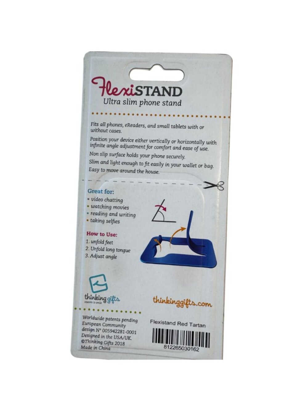 Flexistand Red Tartan Slim Phone Stand Universal Portable Phone Holder New - Picture 6 of 9